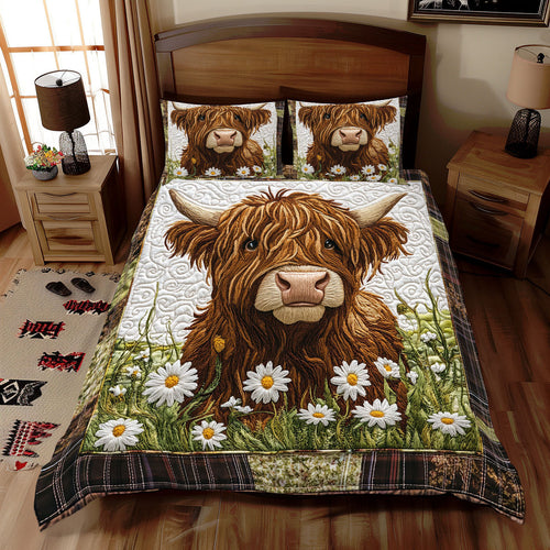 Daisy Highland Cow WX2412055CL Duvet Cover Set