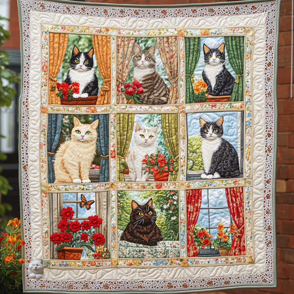 Cat Looking Out Window WU0711042CL Quilt