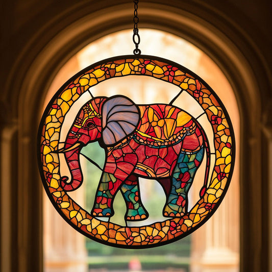 Elephant WJ0511045CL Stained Glass Suncatcher