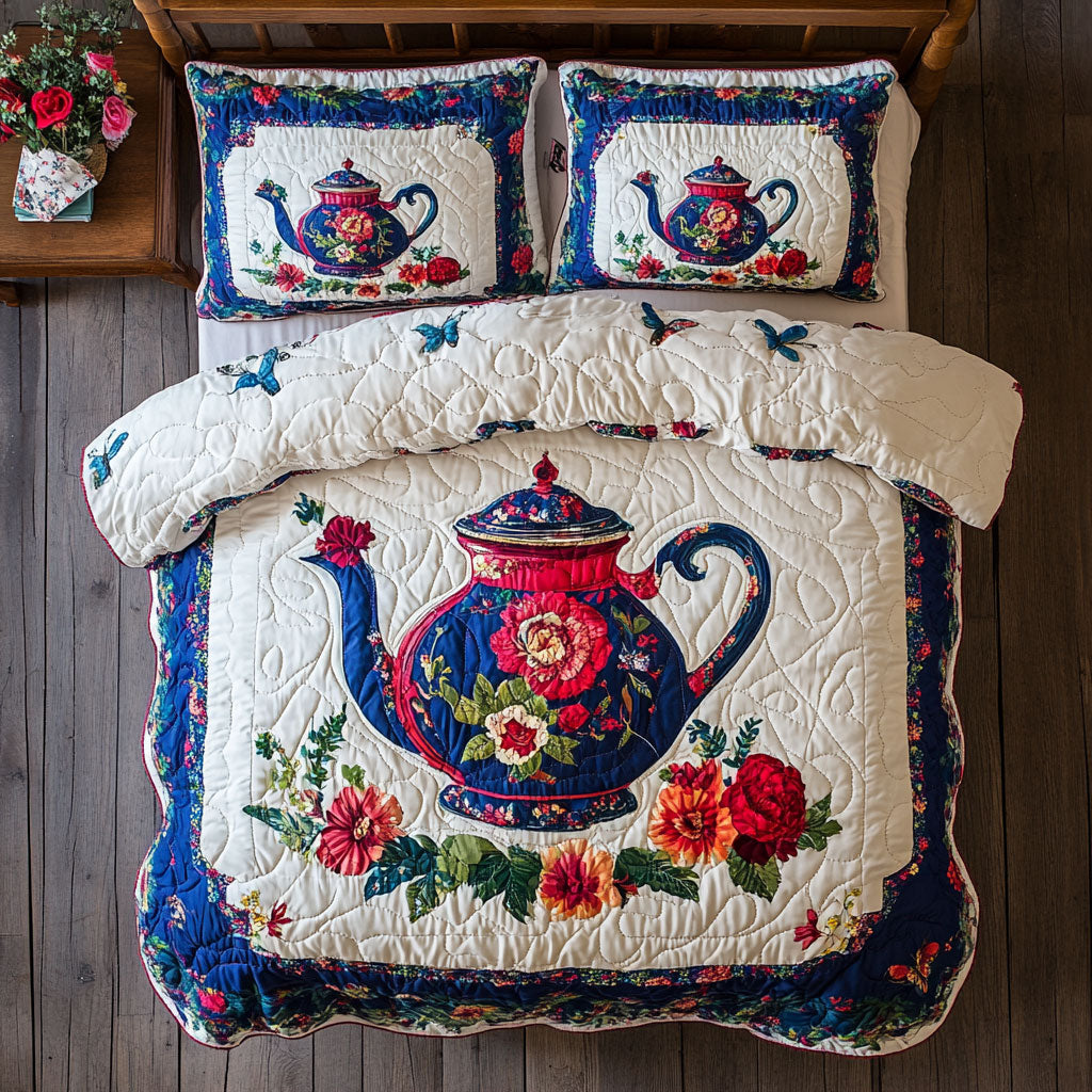 Teapot In Flower WY1302116CL Duvet Cover Set