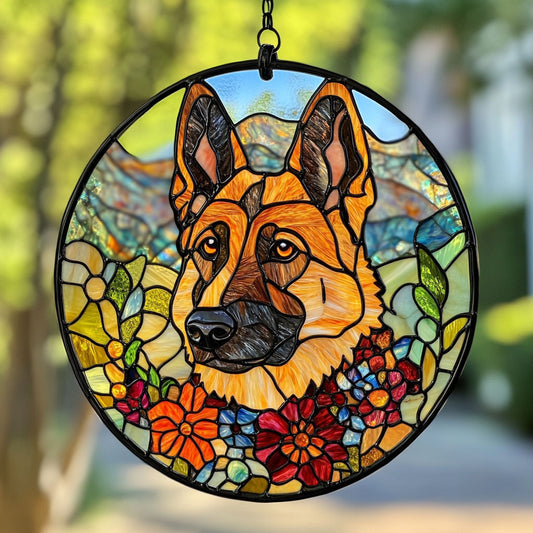 German Shepherd Flower WT1403002CL Suncatcher