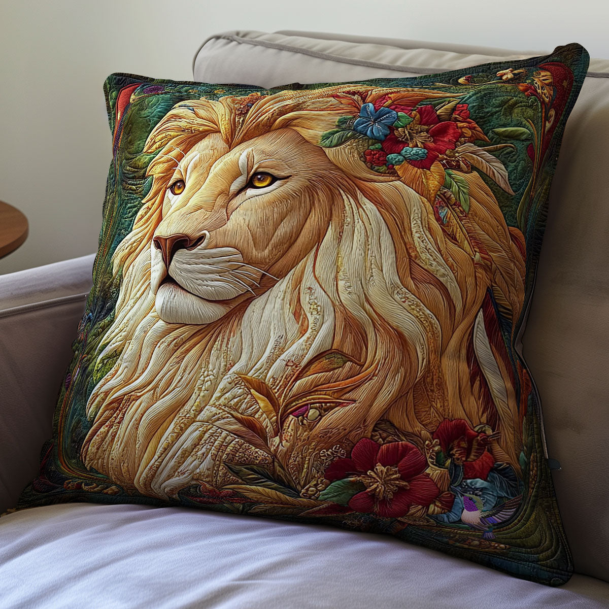 Flower Lion Portrait WY0912083CL Quilt Pillow Case