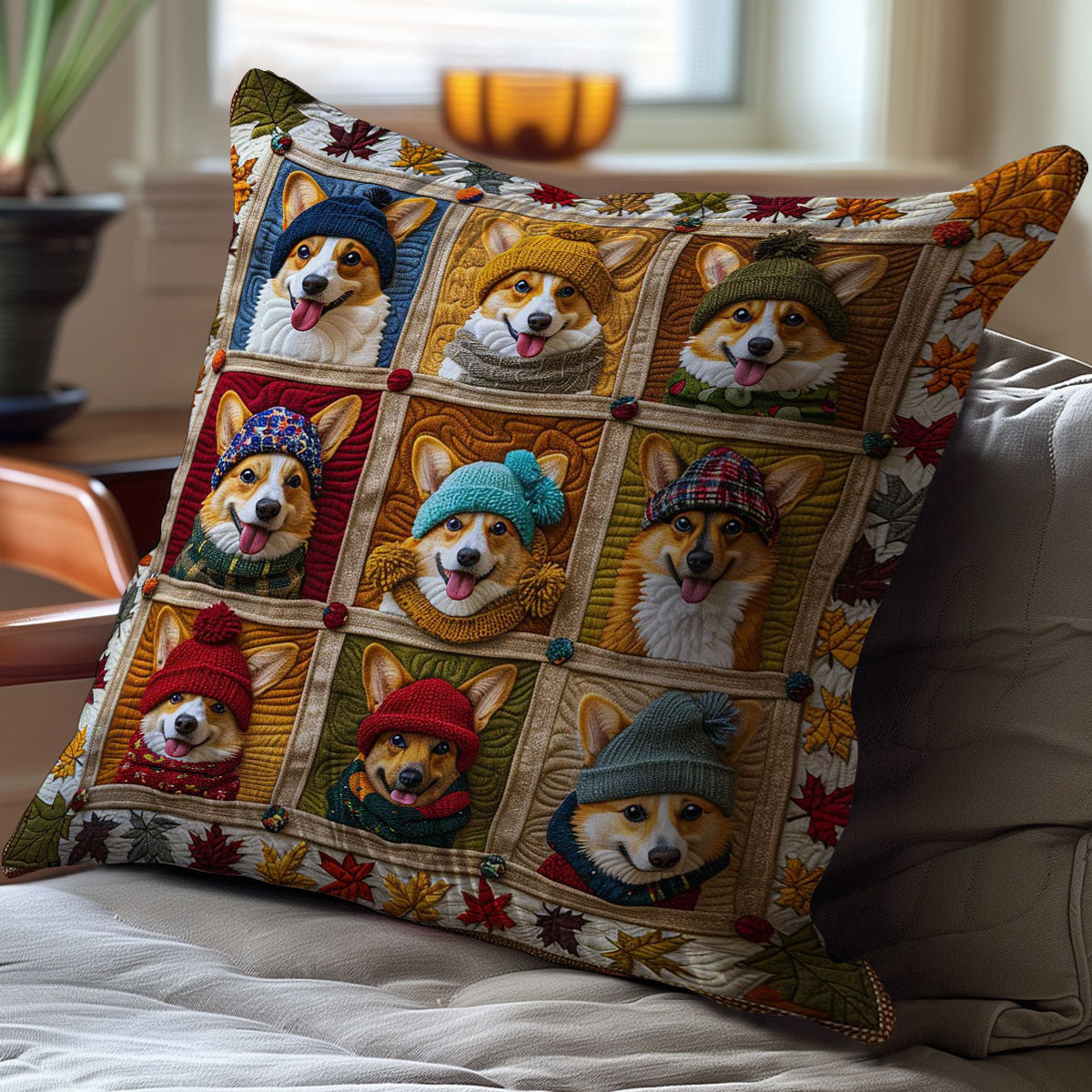 Cute Corgi WJ1109037CL Quilt Pillow Case