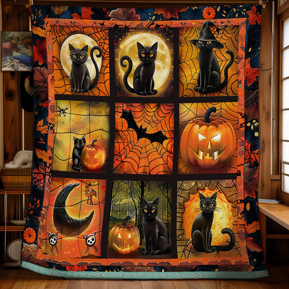 Pumpkins And Cats Halloween WN1309061CL Quilt