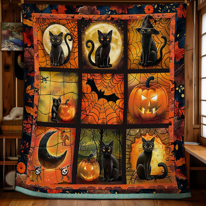 Pumpkins And Cats Halloween WN1309061CL Quilt