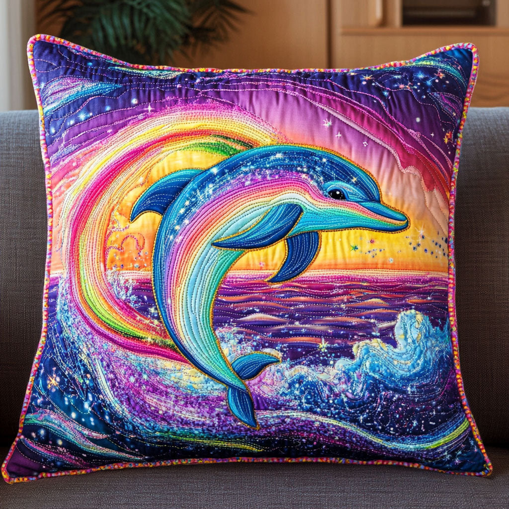 Rainbow Dolphin WT1104036CL Quilt Pillow Case