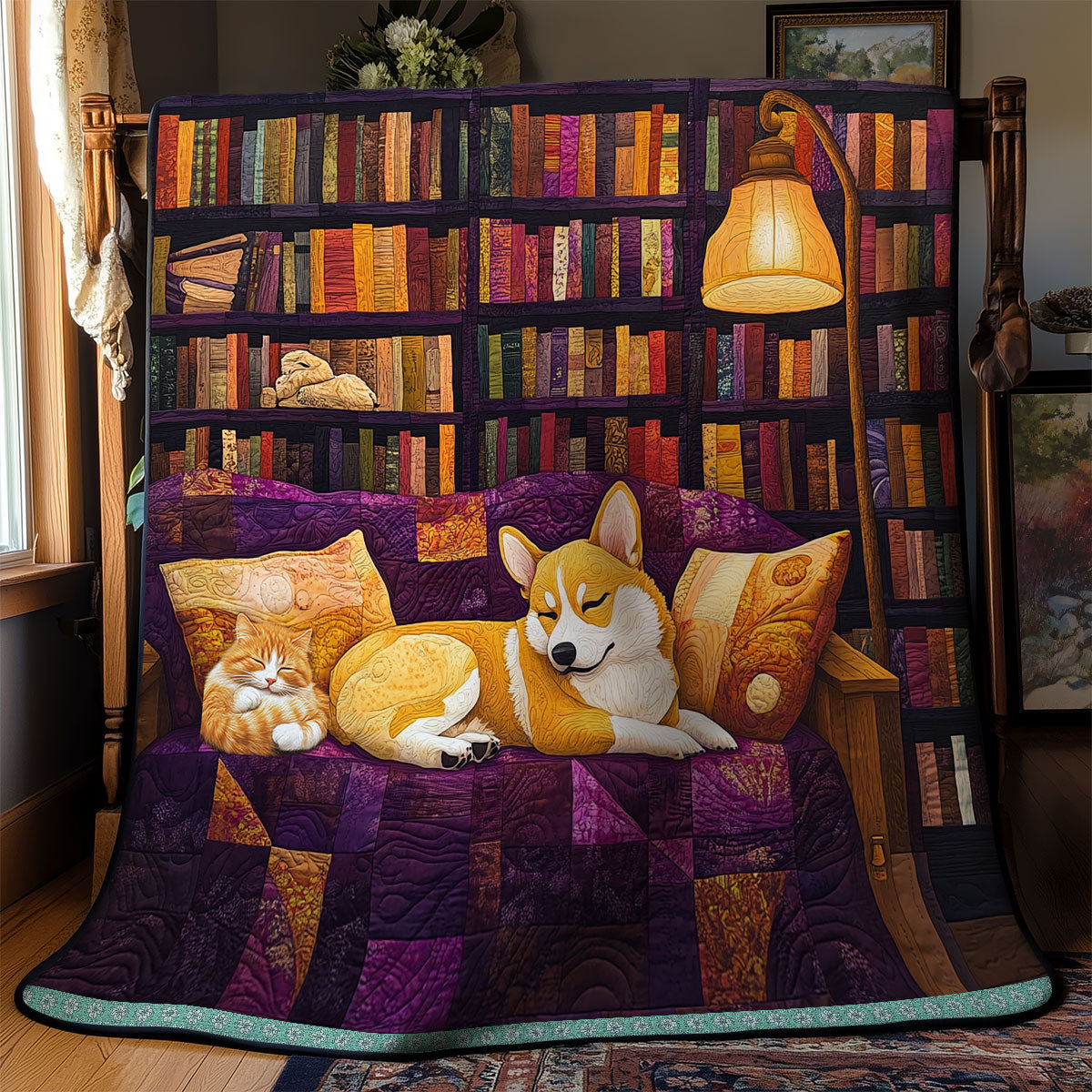 Corgi's Reading Room Rest WN0310031CL Quilt