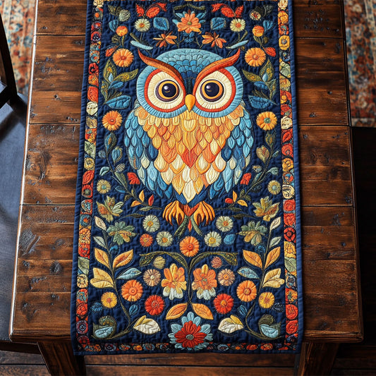 Owl And Colorful Flower WY2802063CL Quilted Table Runner