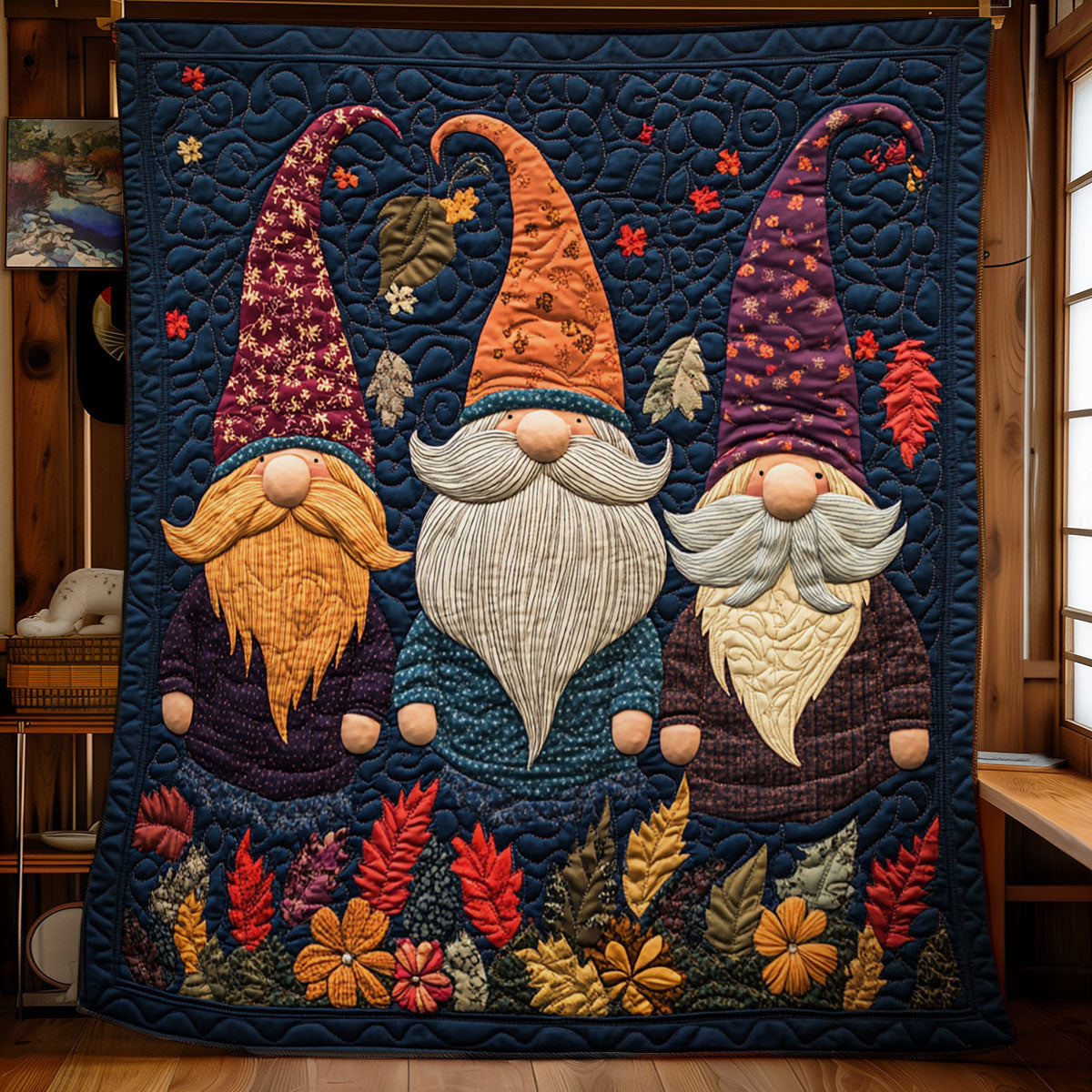 Gnome In Leaves WY1502044CL Quilt