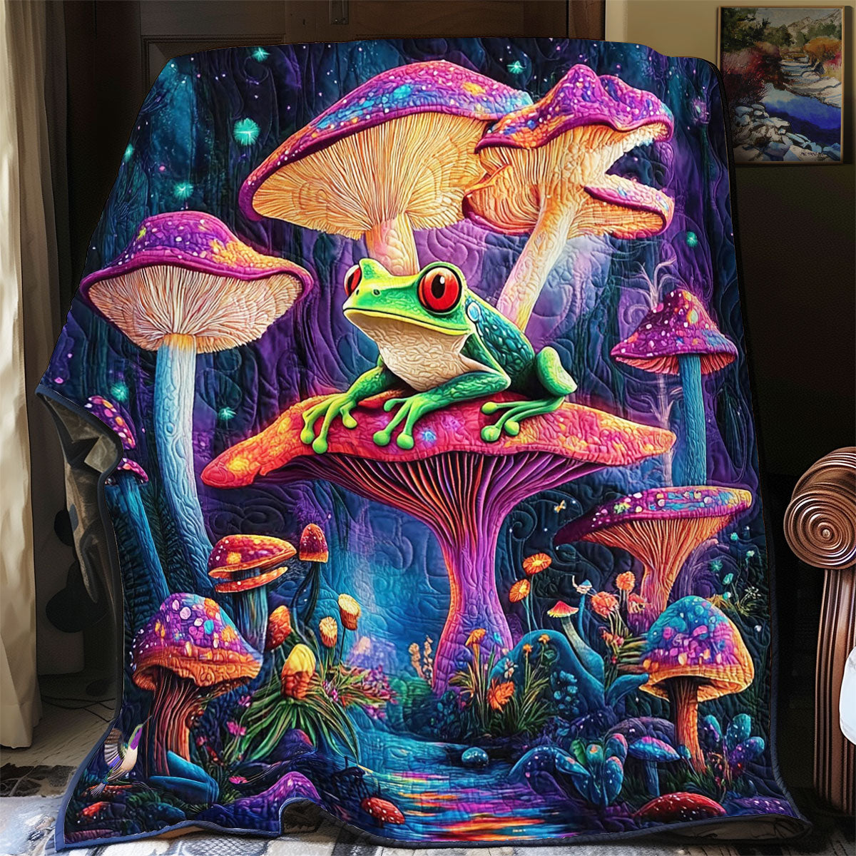 Magic Mushroom Forest Frog WY2311032CL Quilt