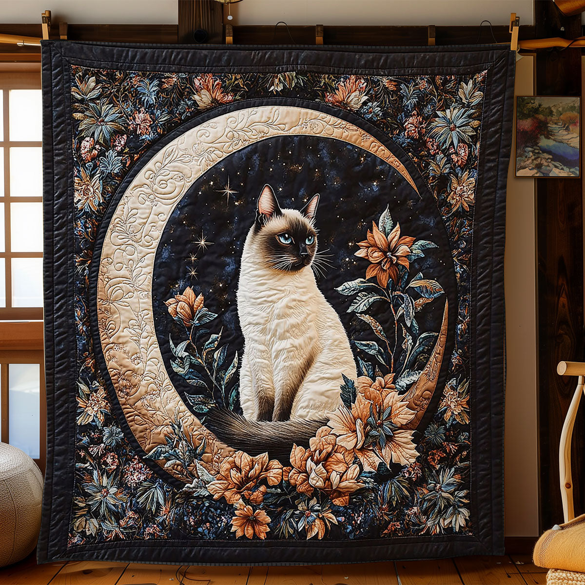 Siamese Cat Flower CW2504052CL Quilt