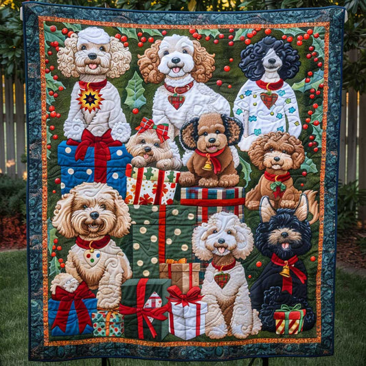 Poodle Cheerful Christmas Gift WP1210037CL Quilt