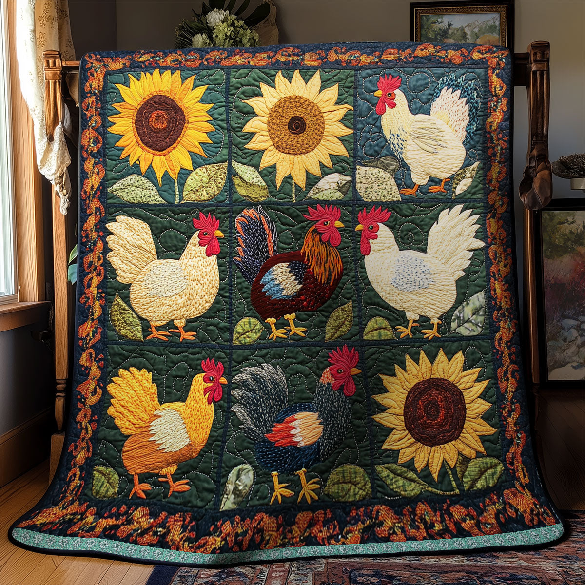 Chicken Patchwork WX1712010CL Quilt