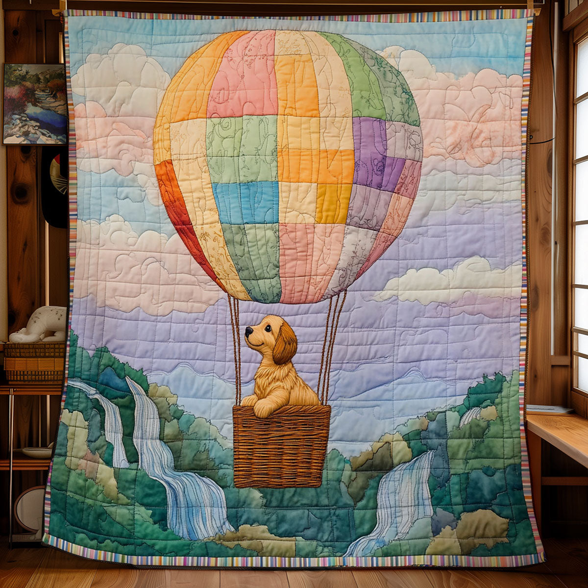 Puppy Hot Air Balloon WY0202047CL Quilt