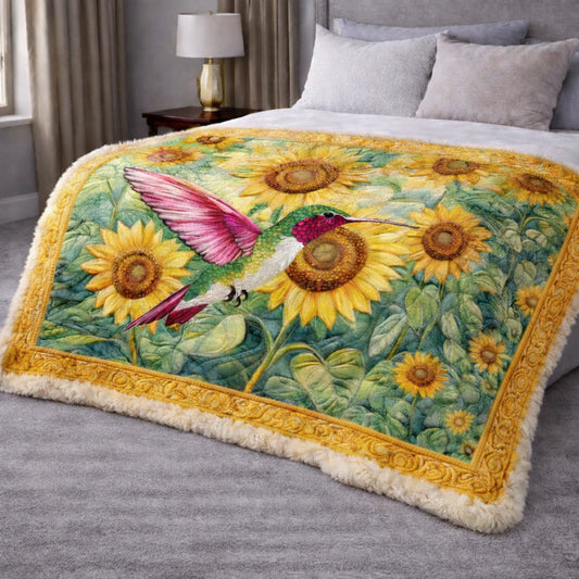 Sunflower Hummingbird CW2201013CL Faux Fur Throw Blanket