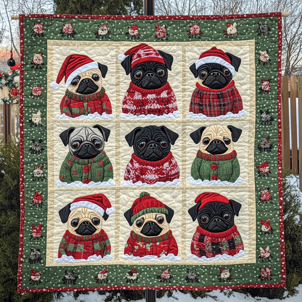 Pug Christmas XR2309015CL Quilt