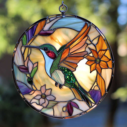 Garden Hummingbird WN1311053CL Stained Glass Suncatcher