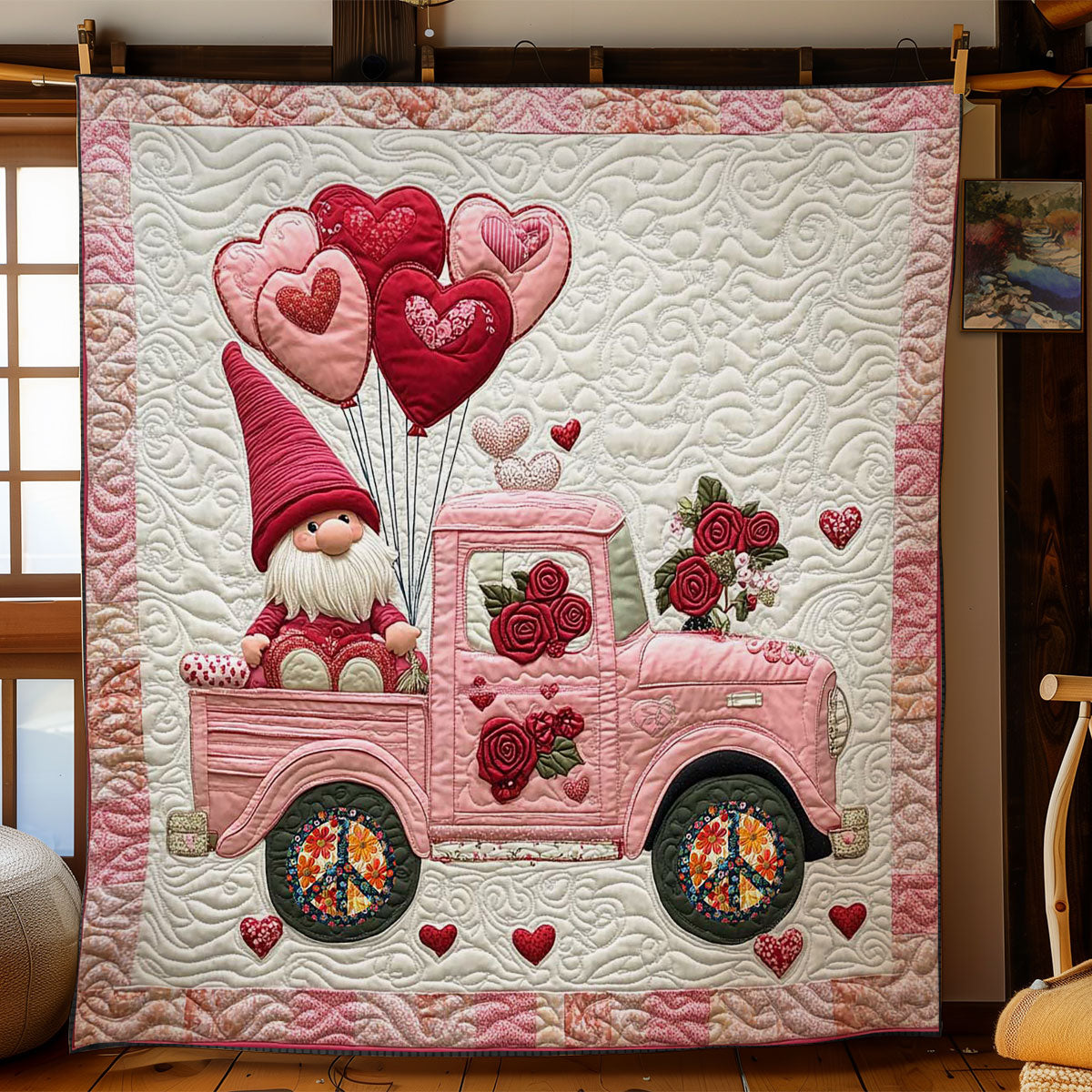 Love Gnome Truck WN0412029CL Quilt