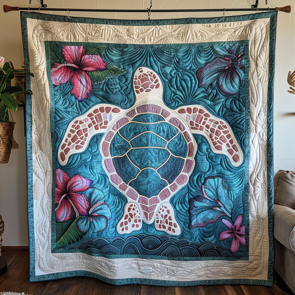 Hibiscus Sea Turtle XR1909015CL Quilt