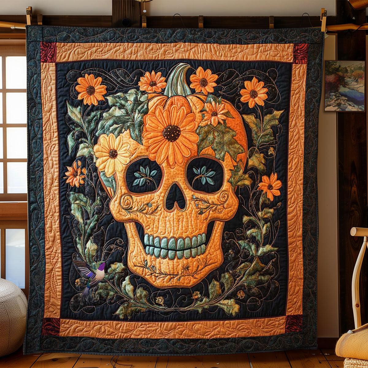 Pumpkin Skull WN2311074CL Quilt