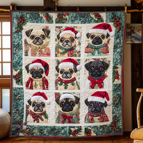 Holiday Pug Faces WN1312006CL Quilt