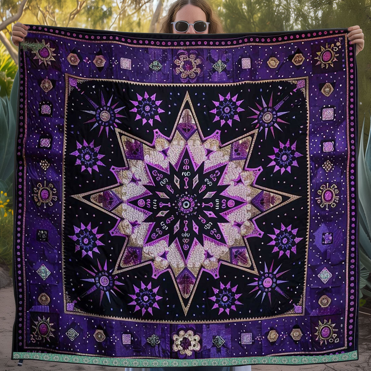 Native American Purple Star WJ2309016CL Quilt