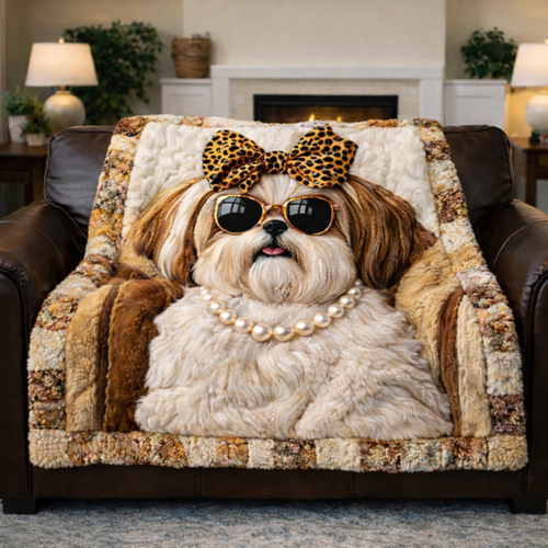 Chic Shih Tzu KL2701001CL Faux Fur Throw Blanket