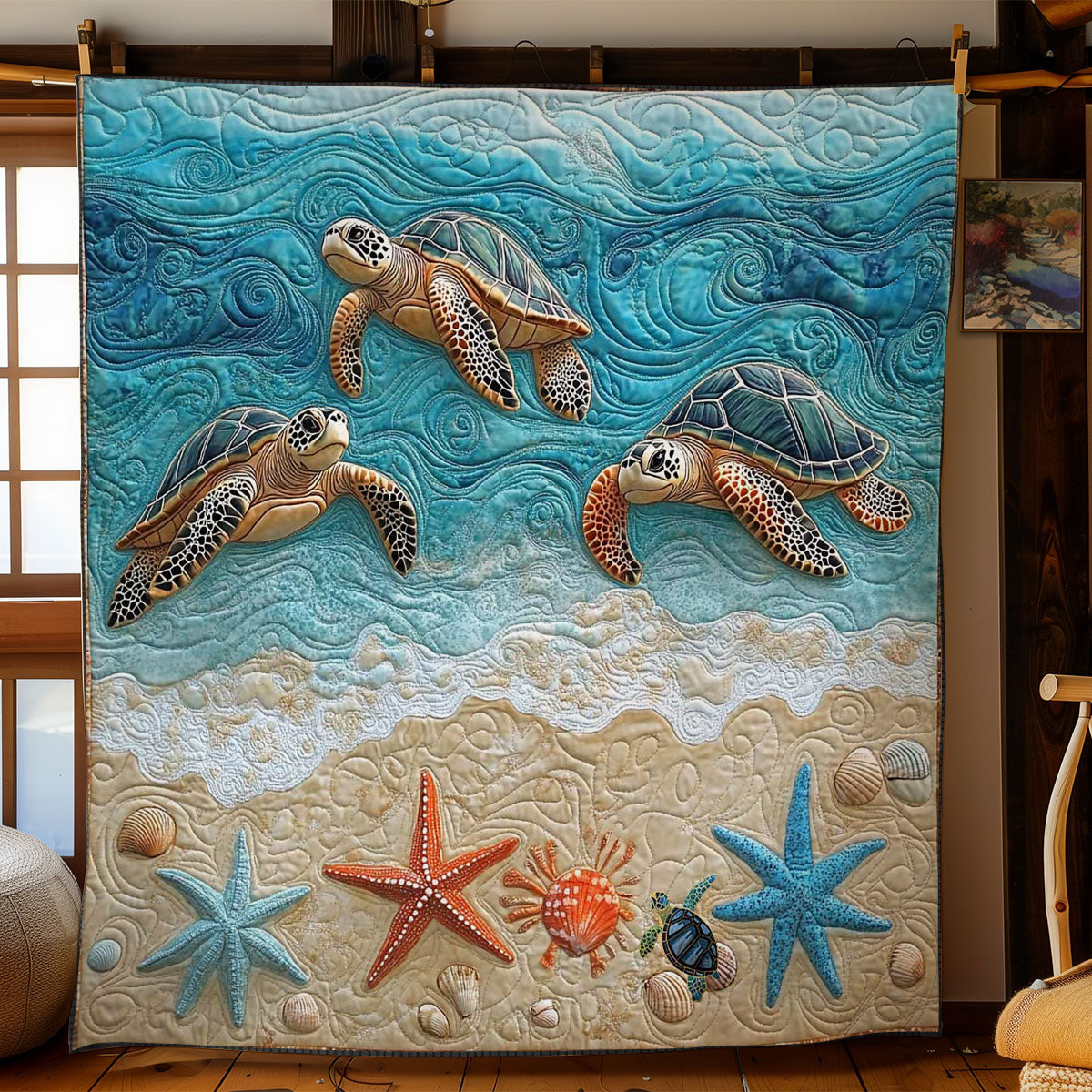 Turtles And Sand Jewels WN1212005CL Quilt