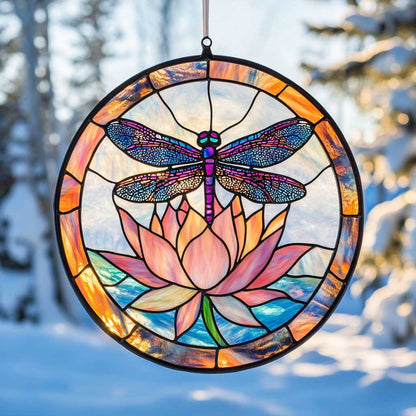 Dragonfly WJ2809037CL Stained Glass Suncatcher