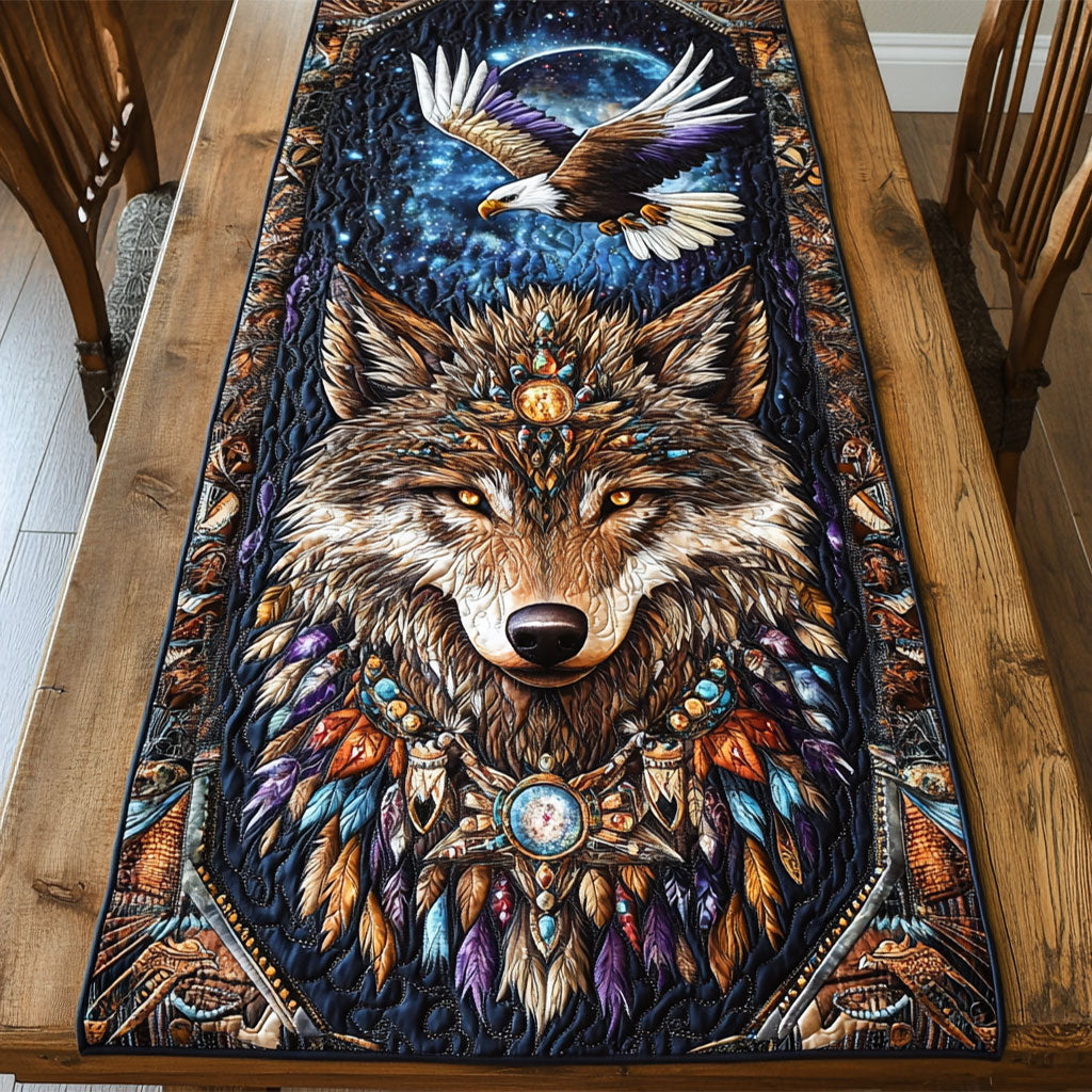 Eagle And Feather Wolf WY2802010CL Quilted Table Runner