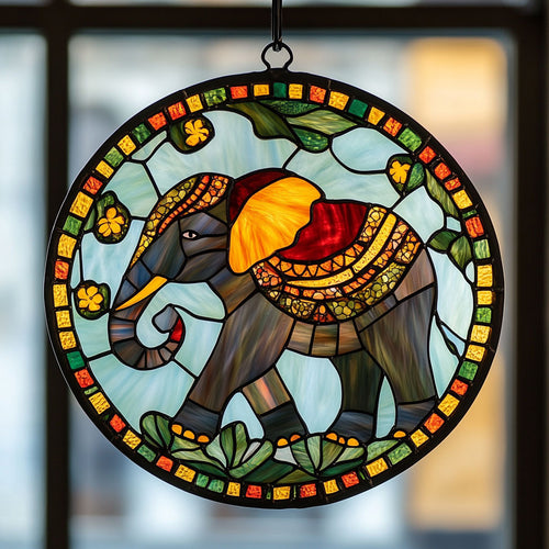 Elephant WJ0611045CL Stained Glass Suncatcher