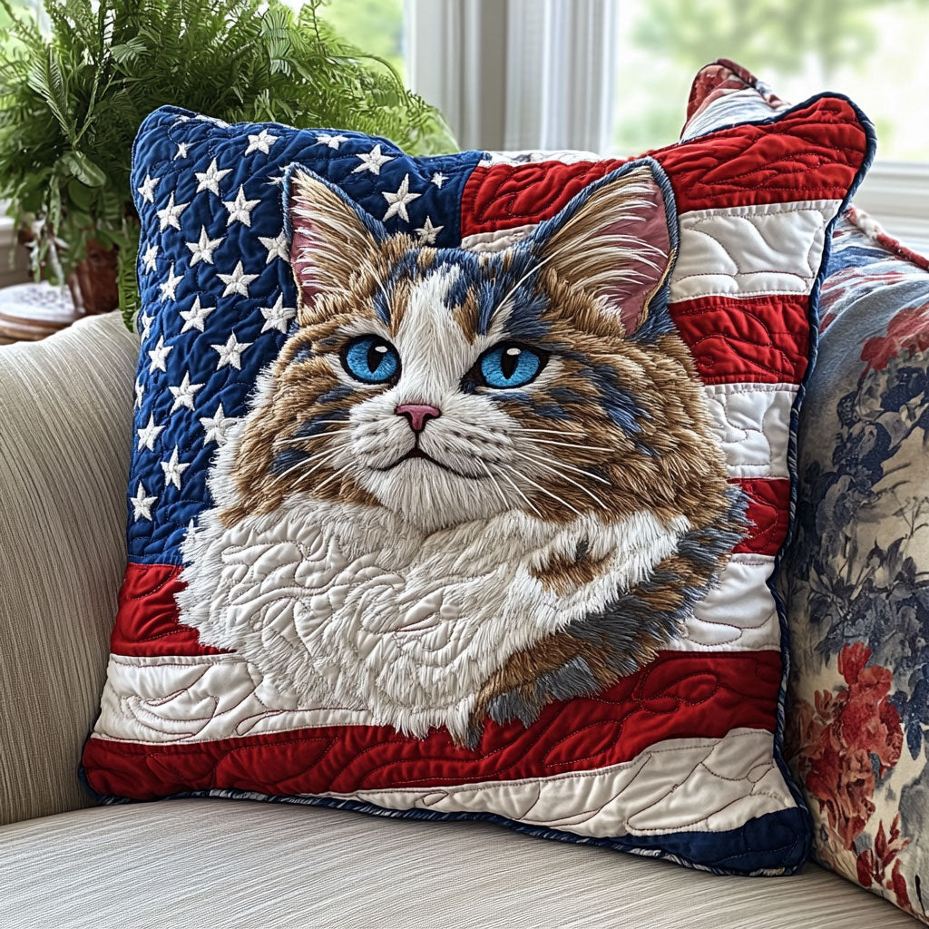 Patriotic Cat CW1405105CL Quilt Pillow Case