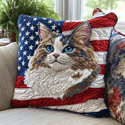 Patriotic Cat CW1405105CL Quilt Pillow Case