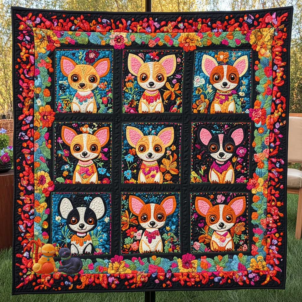Chihuahua's Colorful Celebration WN0910076CL Quilt