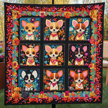 Chihuahua's Colorful Celebration WN0910076CL Quilt