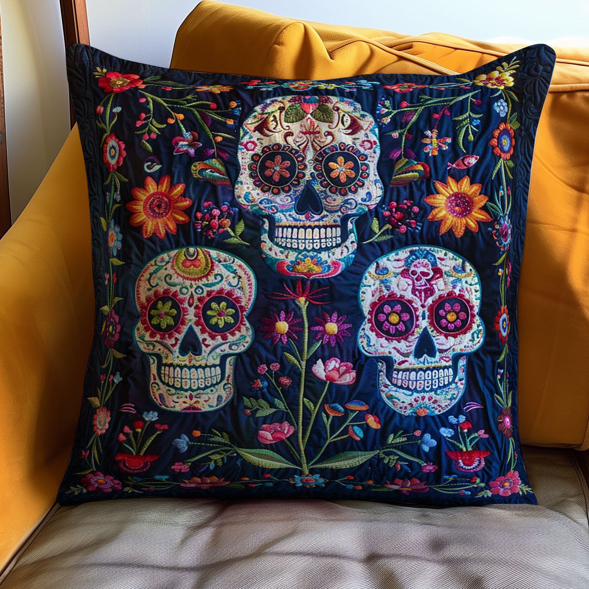 Sugar Skulls WJ1309046CL Quilt Pillow Case