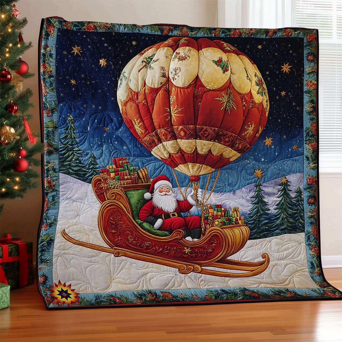 Hot Air Balloon Santa WY0212035CL Quilt