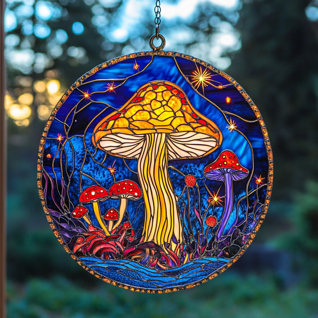 Midnight Mushroom Forest WY2202173CL Suncatcher