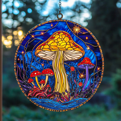Midnight Mushroom Forest WY2202173CL Suncatcher