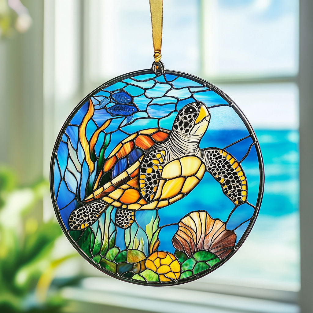 Turtle Sea WX0801097CL Stained Glass Suncatcher