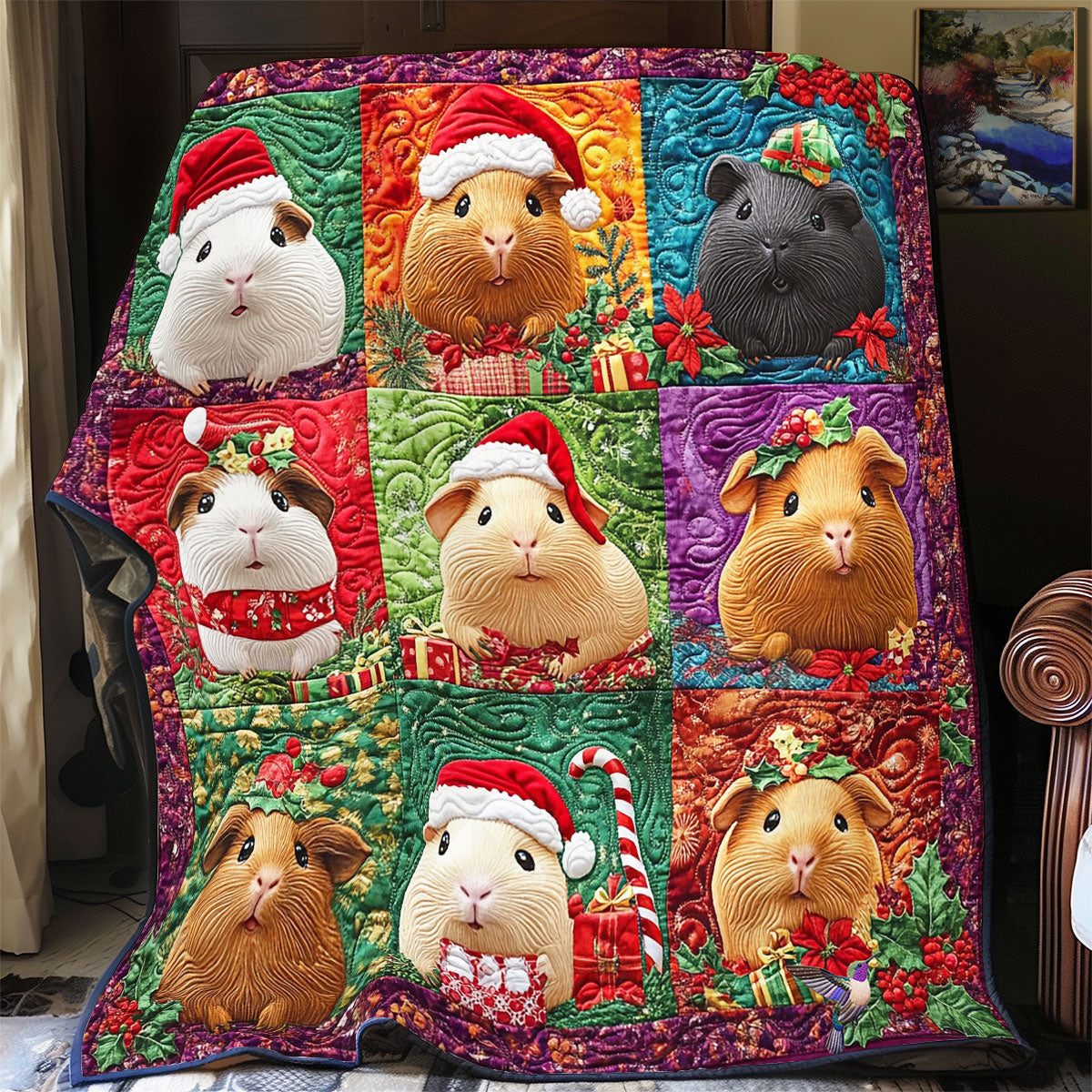 Christmas Of Guinea Pig WY1211015CL Quilt