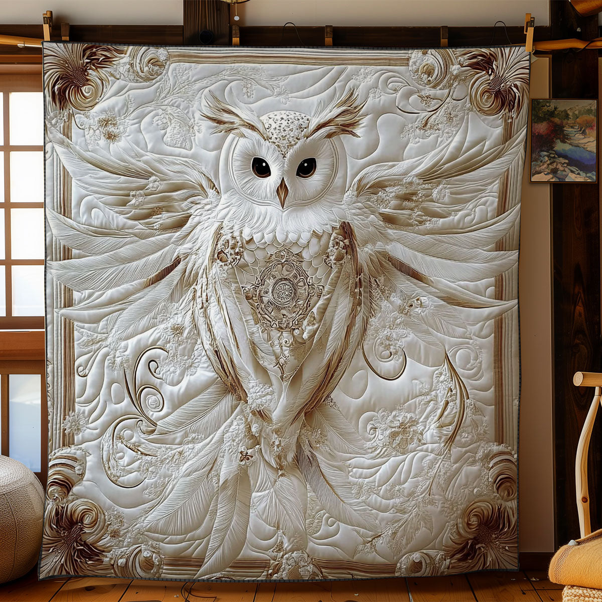 White Owl Abstract WY0202086CL Quilt