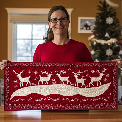 Silhouette Reindeer WP1809019CL Quilted Table Runner