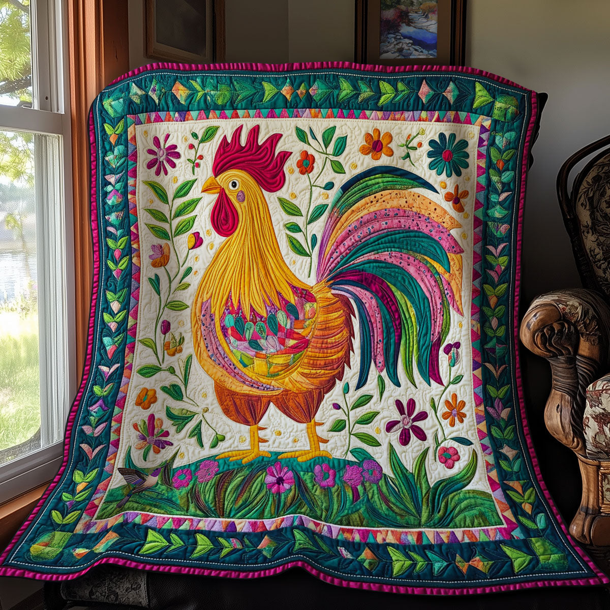 Colorful Chicken WY1211010CL Quilt