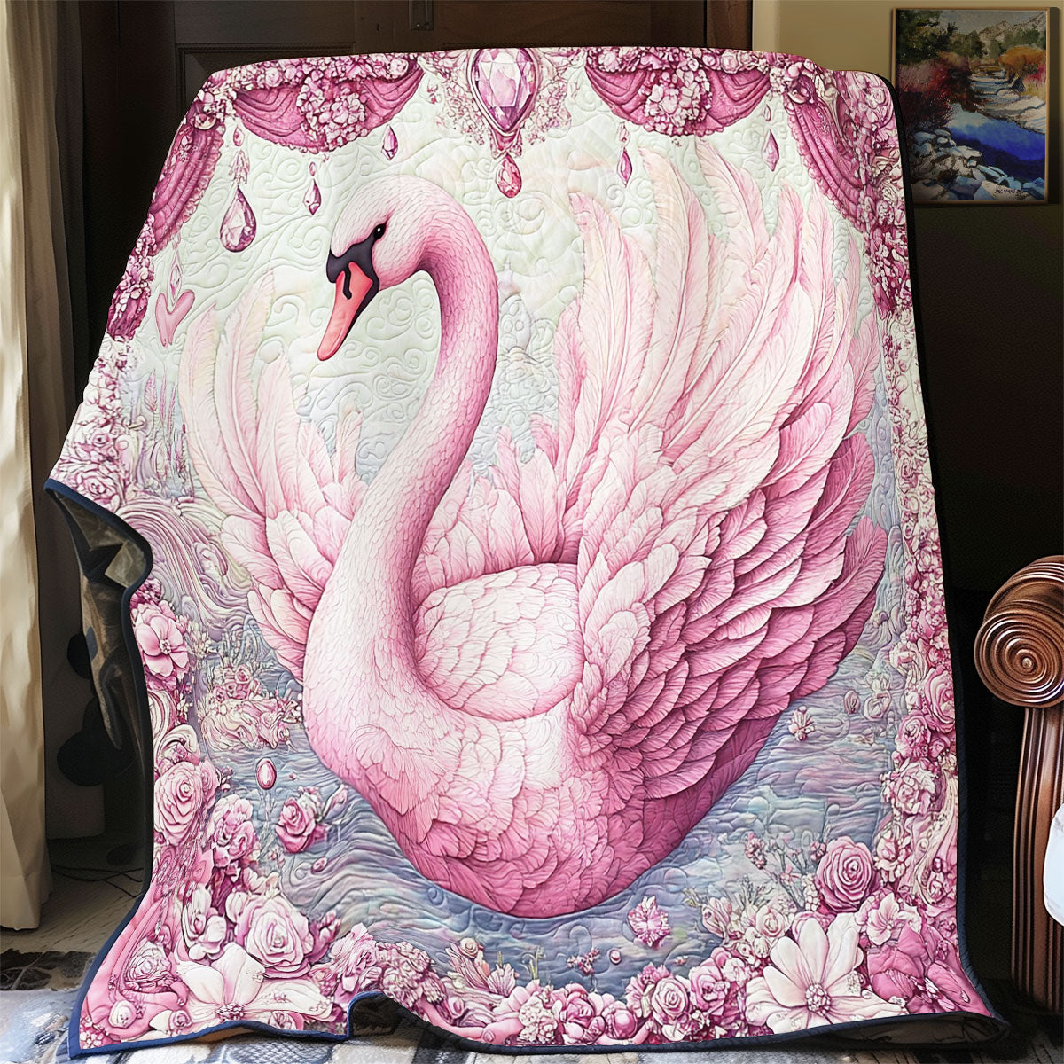 Pink Swan WY1411036CL Quilt