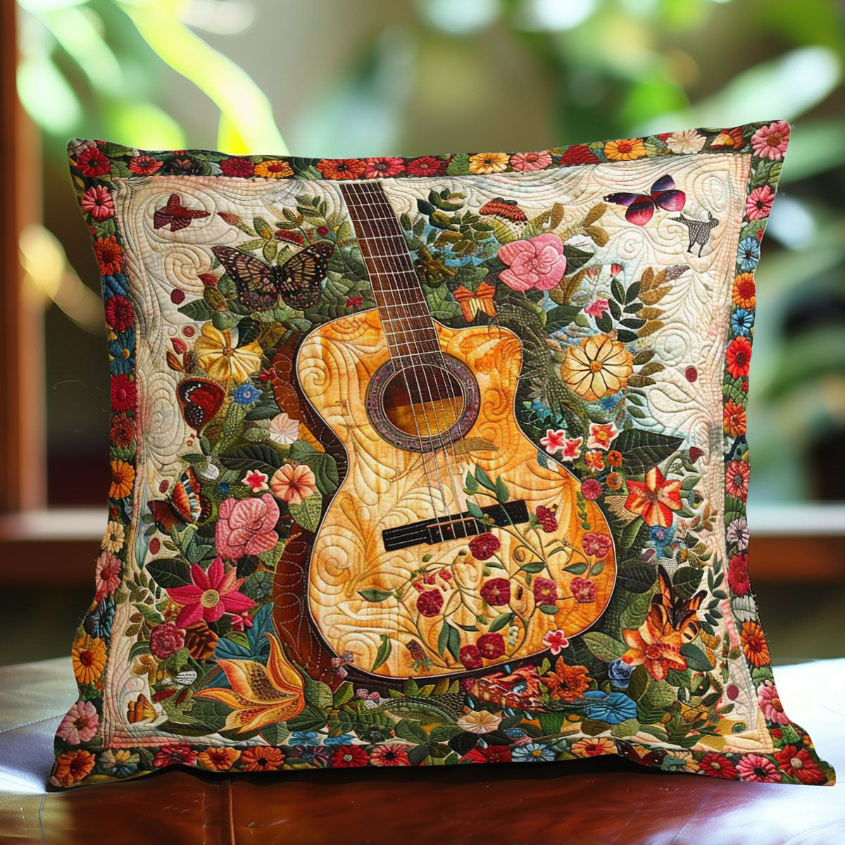 Flower Guitar WJ1209042CL Quilt Pillow Case