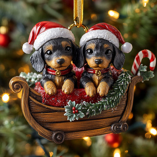 Festive Dachshund Ride CW1211023CL Christmas Ornament