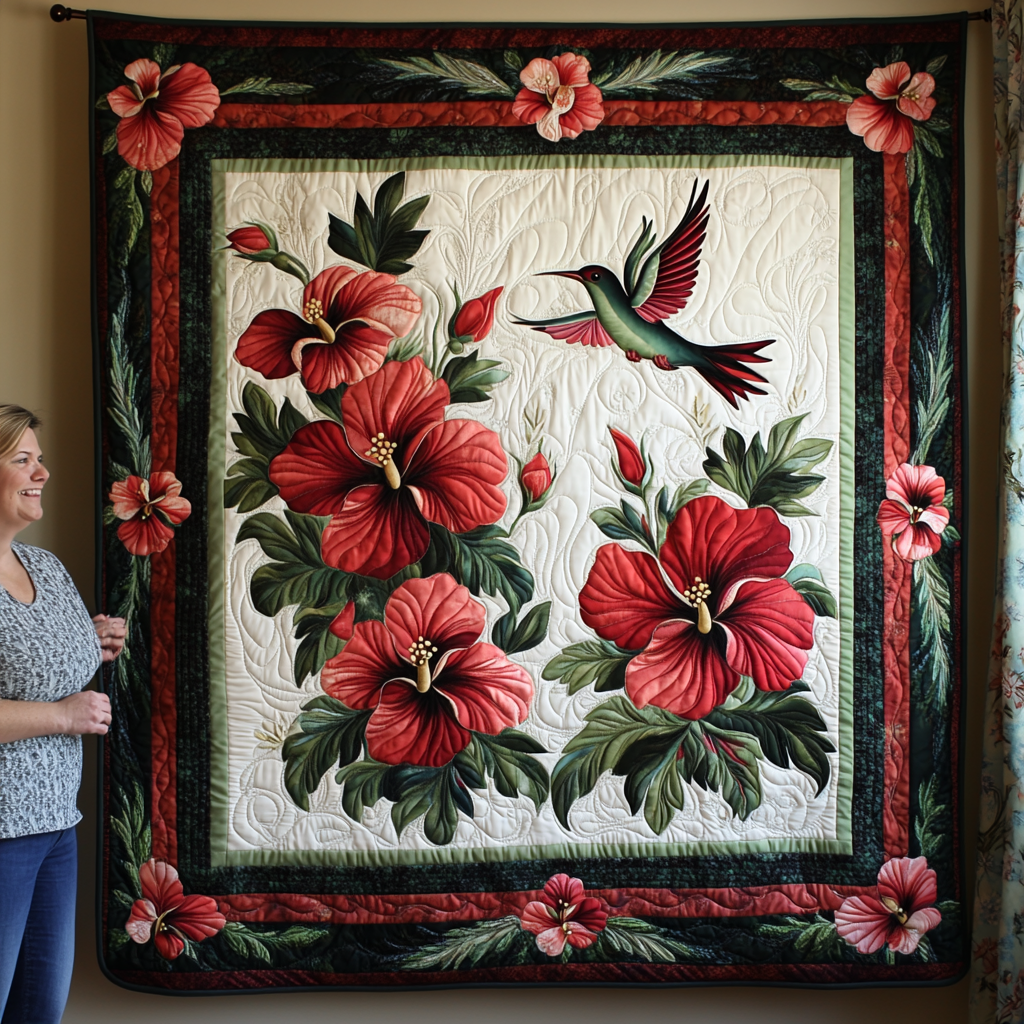 Hummingbird Hibiscus Harmony WN2309045CL Quilt
