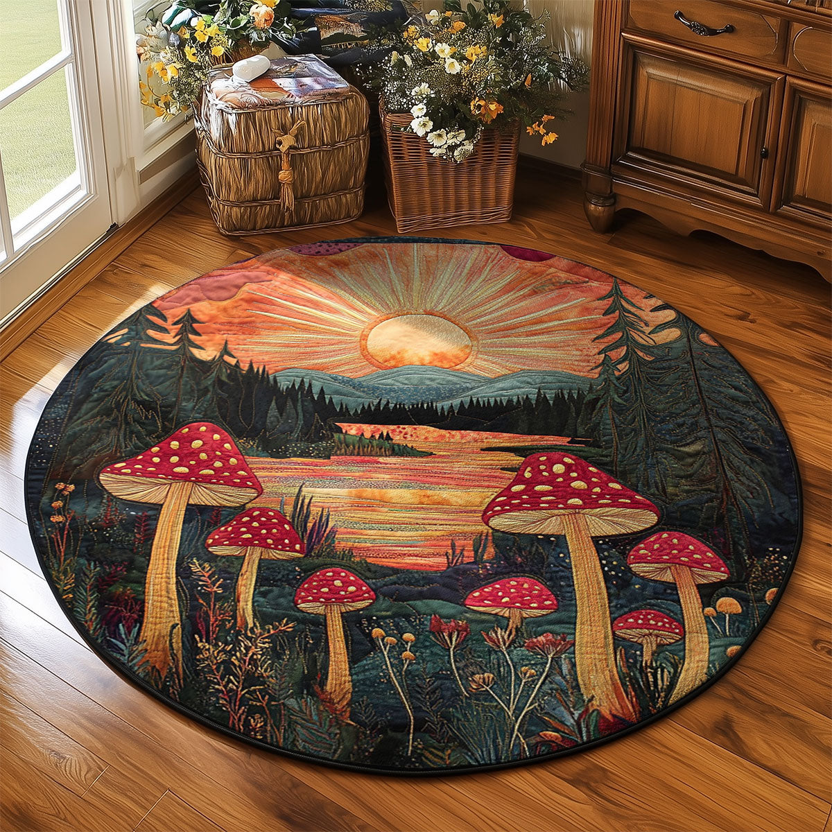Mushroom Sunset WJ2003078CL Quilted Round Mat
