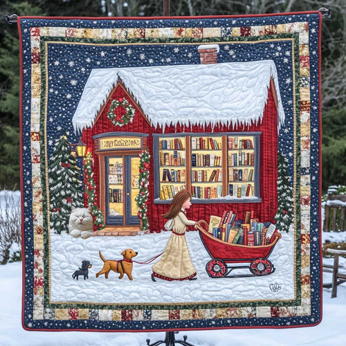 Snowy Bookwalk With Dog WN0910020CL Quilt